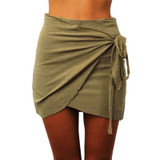 Women's High Waist Tie Up Irregular Vintage Wrap Skirt