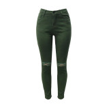 Women's Vintage High Waist Cool Denim Skinny Ripped Jeans