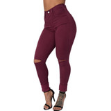 Women's Vintage High Waist Cool Denim Skinny Ripped Jeans