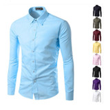 Men's Assorted Single Breasted Long Sleeve Solid Color Formal Shirt