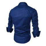 Men's Long Sleeve Slim Fit Formal Shirt w/ Adjustable Collar