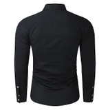 Men's Long Sleeve Slim Fit Formal Shirt w/ Adjustable Collar