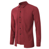 Men's Long Sleeve Formal Shirt w/ Outer Piece and Turn Down Collar