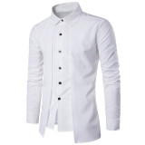 Men's Long Sleeve Formal Shirt w/ Outer Piece and Turn Down Collar