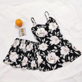 FallSweet Summer  Print Pajama Sets for Wome  Sleepwear  Girls Sleeveless Sexy Lingerie Two Piece Set