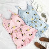 FallSweet Summer  Print Pajama Sets for Wome  Sleepwear  Girls Sleeveless Sexy Lingerie Two Piece Set