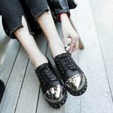 Genuine Leather Chunky Rivet Shoes