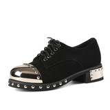 Genuine Leather Chunky Rivet Shoes