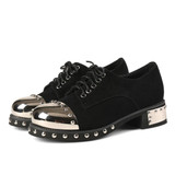 Genuine Leather Chunky Rivet Shoes