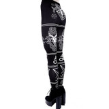 Blackmeoww Goth Women Satanic Fitness Print Leggings Plus Size - Black S To 5XL