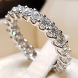 2Pcs/set Luxury Crystal Zircon Wedding Rings For Women Charm Silver Color Shiny Engagement Rings Set  Jewelry Accessories Gifts
