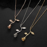 Retro Leaf Rose Pendant Necklace Retro Leaf Rose Pendant Necklace