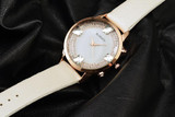 Colorful Leather Strap Rose Gold Watch