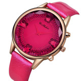 Colorful Leather Strap Rose Gold Watch