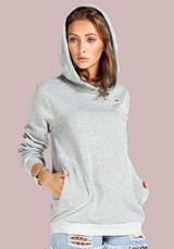 Grey Irregular Zipper Pockets Hooded Long Sleeve Pullover Sweatshirt