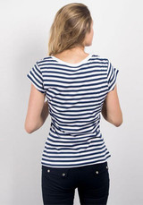 Blue Striped Print Round Neck Short Sleeve Fashion T-Shirt Blue Striped Print Round Neck Short Sleeve Fashion T-Shirt