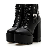 Lacing Buckle Ankle Boots