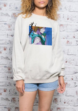 White Floral Round Neck Long Sleeve Fashion Sweatshirt