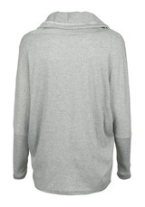 Grey Irregular Drawstring Hooded Long Sleeve Casual Pullover Sweatshirt