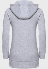 Grey Drawstring Zipper Pockets Hooded Long Sleeve Pullover Sweatshirt