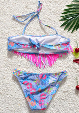 Pink Floral Tassel Tie Back 2-in-1 Fashion Children's Swimwear