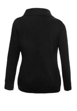 Black Irregular Zipper Pockets Turndown Collar Casual Pullover Sweatshirt