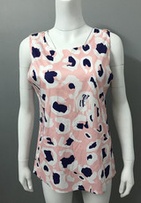 Pink Patchwork Lace Cut Out Round Neck Fashion Vest
