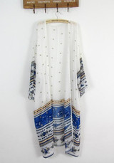 White Floral Print Long Sleeve Loose Fashion Coat