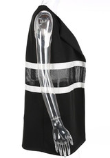 Black Patchwork Grenadine Band Collar Fashion Dacron Vest