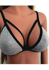 Grey Cut Out Spaghetti Strap Backless Deep V-neck Clubwear Vest Grey Cut Out Spaghetti Strap Backless Deep V-neck Clubwear Vest