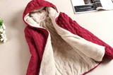 Red Pockets Hooded Long Sleeve Zipper Casual Coat