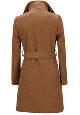 Khaki Sashes Turndown Collar Long Sleeve Fashion Coat