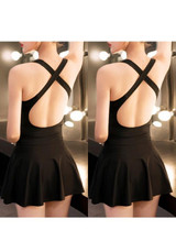 Black Patchwork Cross Back Ruffle Grenadine 2-in-1 Plunging Neckline Swimwear Black Patchwork Cross Back Ruffle Grenadine 2-in-1 Plunging Neckline Swimwear