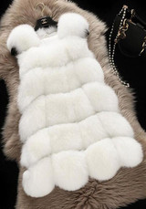 White Irregular Round Neck Sleeveless Fashion Fur Vest Coat