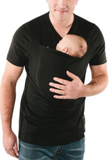 Black Multi-Functional Kangaroo Baby Bags Casual T-Shirt