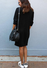 Black Pockets Drawstring Long Sleeve Fashion Pullover Sweatshirt