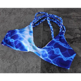 Blue Floral 2-in-1 Condole Belt Cut Out V-neck Swimwear