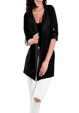 Black Drawstring Pockets Hooded Long Sleeve Plus Size Trench Coat