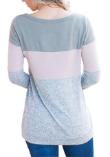 Grey Patchwork Draped Round Neck Long Sleeve Casual T-Shirt Grey Patchwork Draped Round Neck Long Sleeve Casual T-Shirt