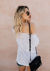 White Cut Out Asymmetric Shoulder Going out Casual T-Shirt