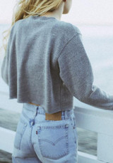 Grey Monogram Print Long Sleeve Round Neck Casual Pullover Sweatshirt