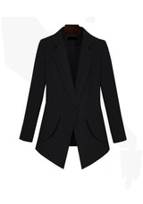 Black Pockets Single Button Tailored Collar Long Sleeve Coat