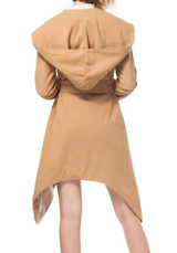 Khaki Irregular Sashes Turndown Collar Long Sleeve Casual Coat