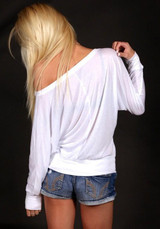 White Skull Print Boat Neck Long Sleeve Casual T-Shirt