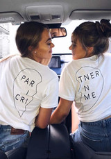 White Right Side Love Letter Print Round Neck Casual T-Shirt