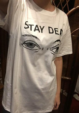 White Monogram Pattern Round Neck Casual Cotton T-Shirt