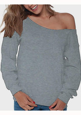 Grey Asymmetric Shoulder One Off Shoulder Backless Casual T-Shirt