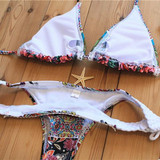 Green Floral Tassel Condole Belt 2-in-1 V-neck Fashion Swimwear