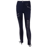 Punk Lace Up Pencil Pants