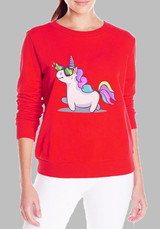 Red Unicorn Print Long Sleeve Christmas Casual Sweatshirt Red Unicorn Print Long Sleeve Christmas Casual Sweatshirt